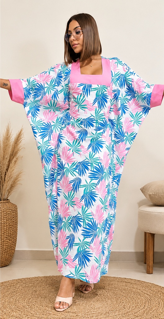 Manta tropical rosada y azul